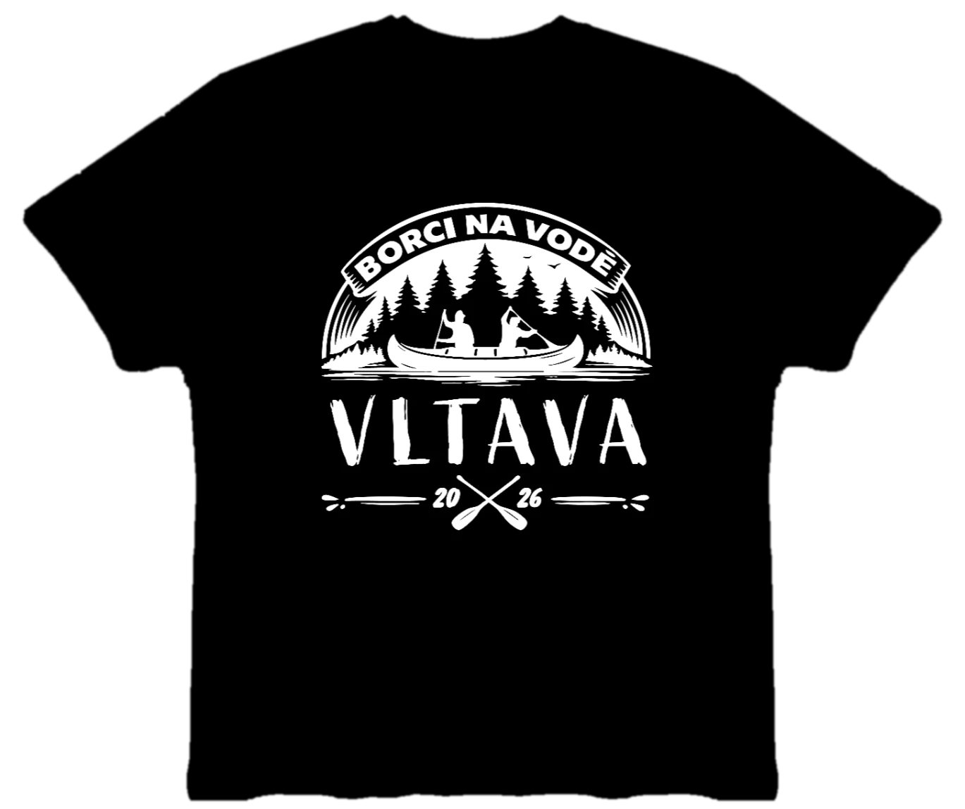 Vodácké tričko loď s textem, řekou a rokem